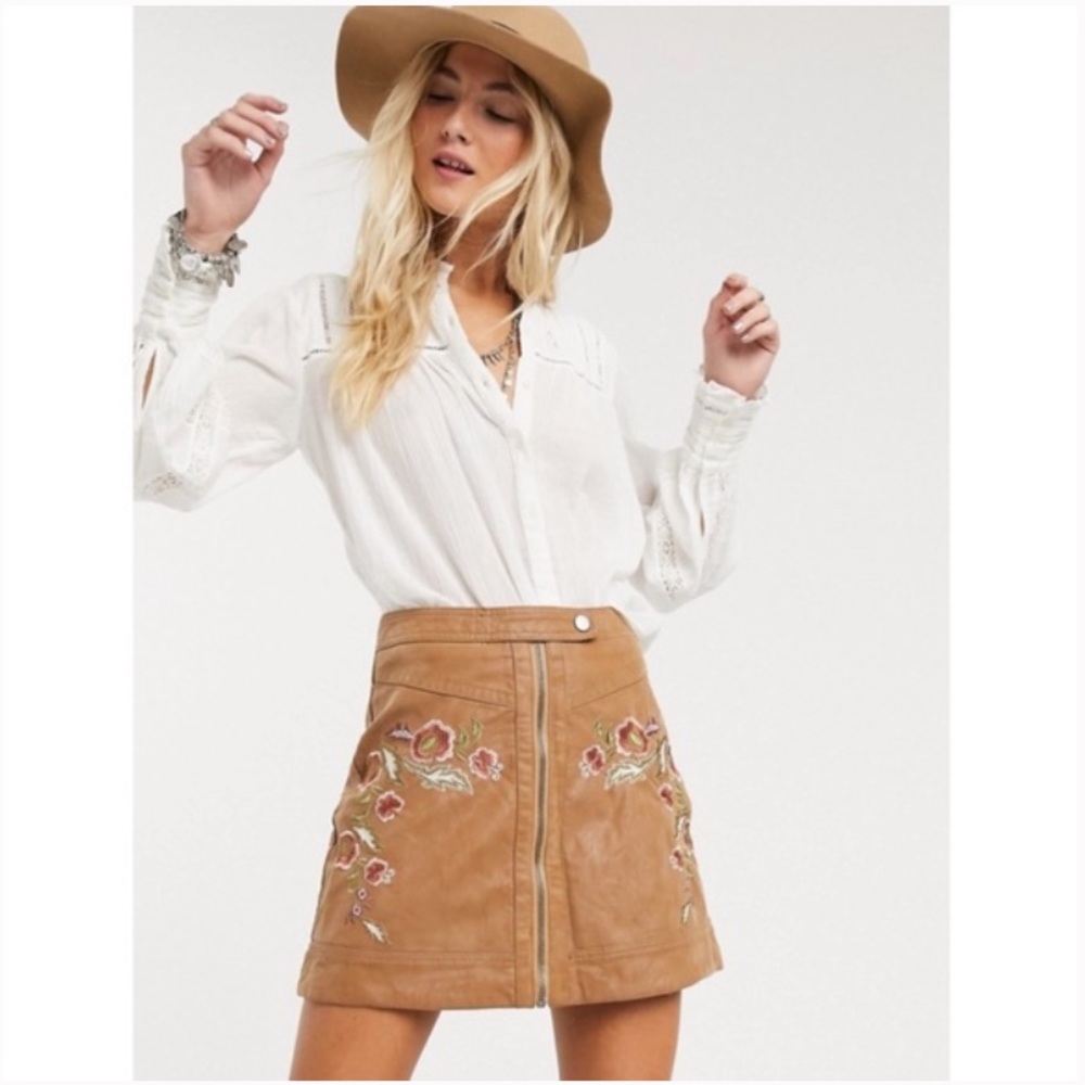 Free People Alanis Leather Skirt